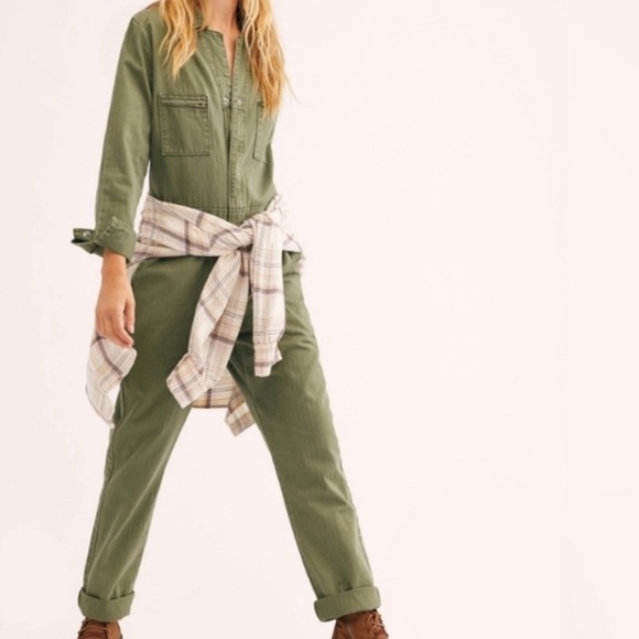 NWT Lee Free People Union All Green Coverall Vintage Inspired size Large - Picture 1 of 9
